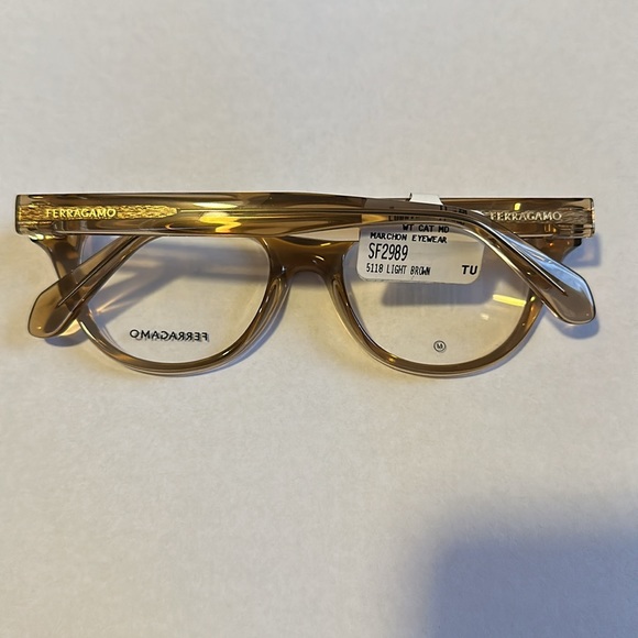 New Women’s Ferragamo Cat Eyeglass Frame In Light Brown! - Picture 3 of 3